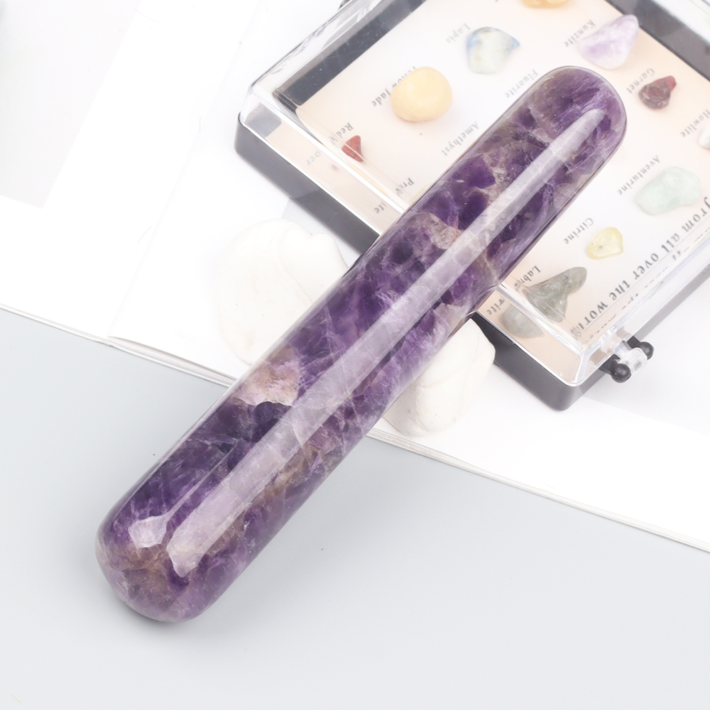 Jade Gua Sha Tool - Natural Amethyst Wand Jade Massage Stick