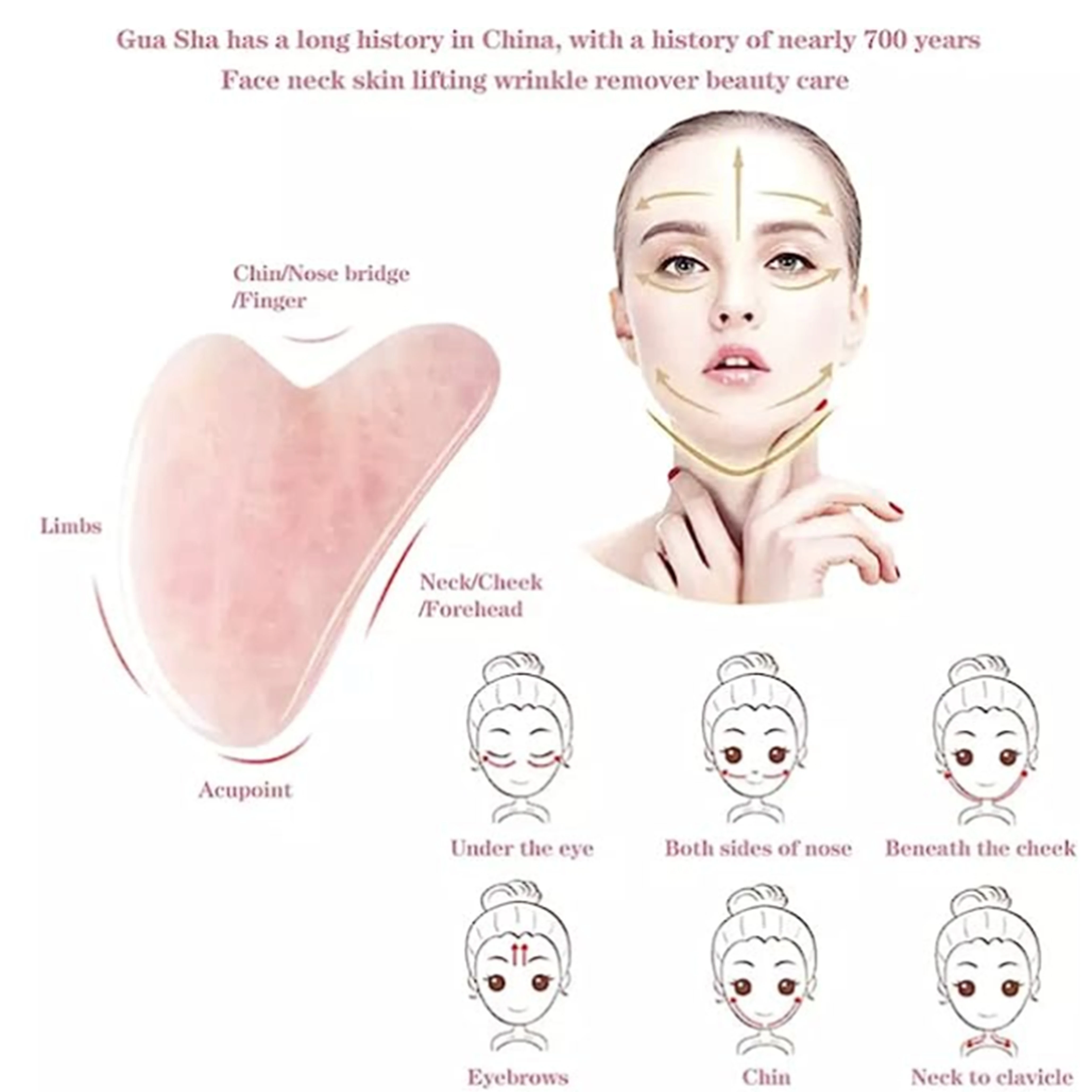 Rose Quartz Gua Sha For Face M - Jade Gua Sha Tool ulasan dan harga