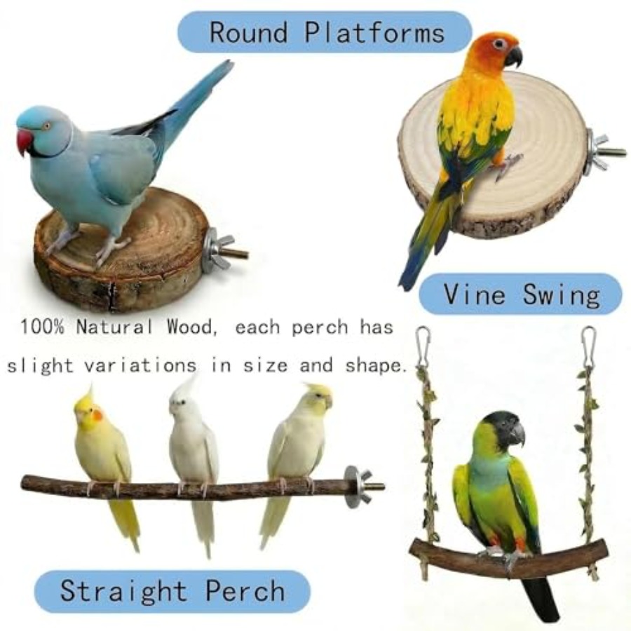 8PCS natural wood bird perches - Health & Wellness Farmacia Inc ulasan dan harga