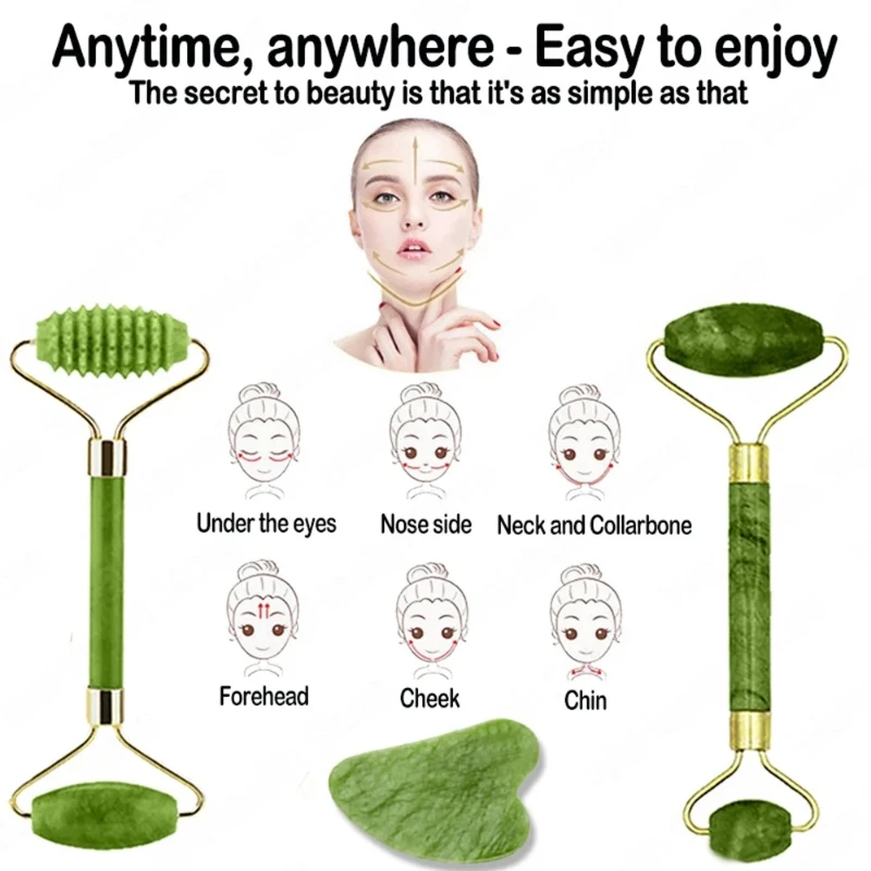 Natural Jade Roller Face Gua S - Jade Gua Sha Tool ulasan dan harga